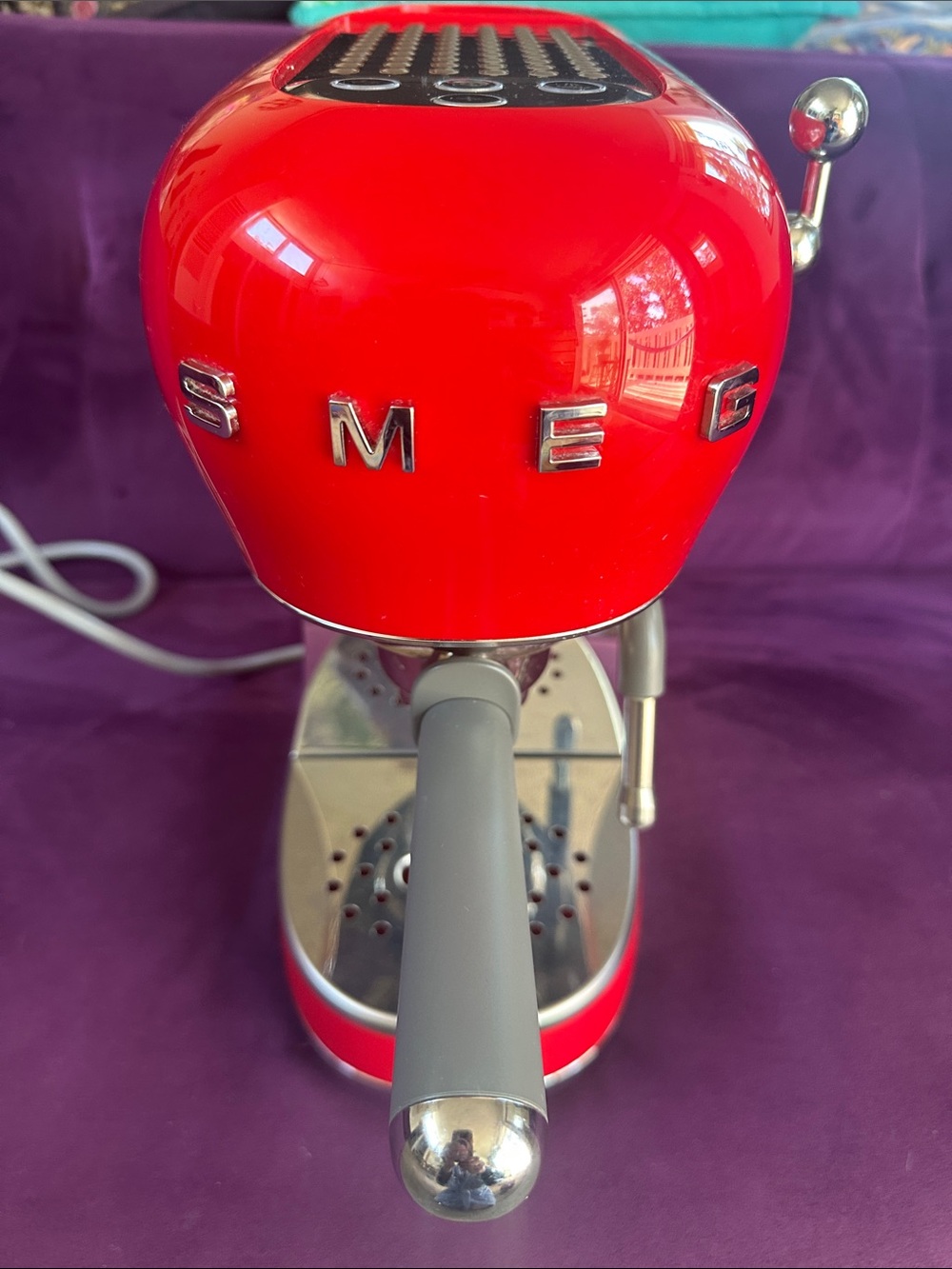 SMEG Red Espresso Machine - Sleek Retro Coffee Maker